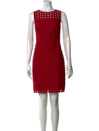 Pre-owned Ralph Lauren Lace Pattern Mini Dress In Red