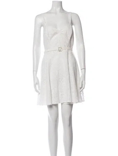 Pre-owned Ralph Lauren Lace Pattern Mini Dress In White