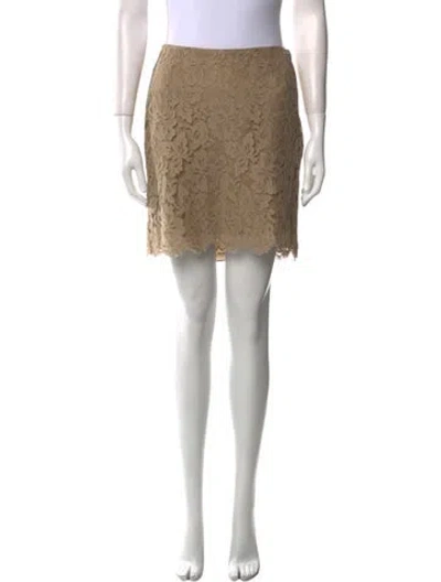 Pre-owned Ralph Lauren Lace Pattern Mini Skirt In Brown