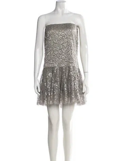 Pre-owned Ralph Lauren Lace Pattern Mini Skirt In Grey