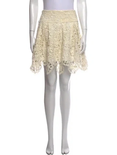 Pre-owned Ralph Lauren Lace Pattern Mini Skirt In Neutrals