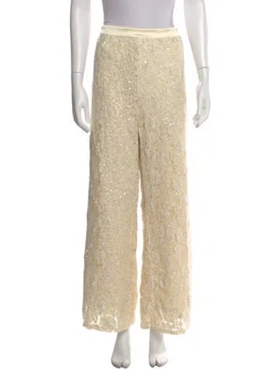 Pre-owned Ralph Lauren Lace Pattern Wide Leg Pants W/ Tags In Neutral