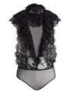 Ralph Lauren Lace-ruffled Bodysuit In Black
