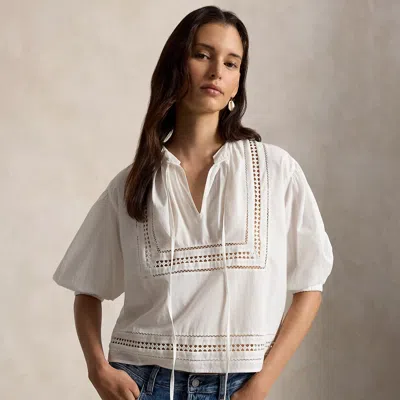 Polo Ralph Lauren Lace-trim Cotton Shirt In White
