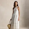 Polo Ralph Lauren Womens White Sleeveless Lace-trim Stretch-cotton Tank Dress In White
