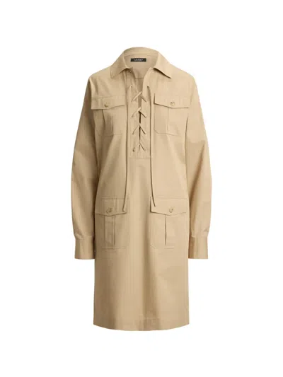 Ralph Lauren Lace-up-detail Mini Shirt Dress In Animal Print