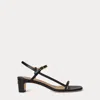 Ralph Lauren Lainee Mid-heel Nappa Leather Sandal In Black