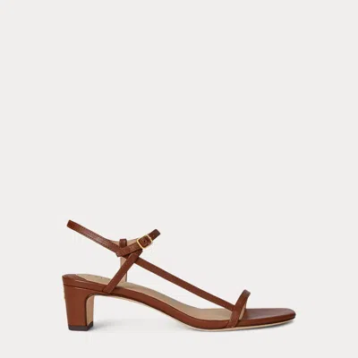 Ralph Lauren Lainee Mid-heel Nappa Leather Sandal In Lauren Tan In Brown