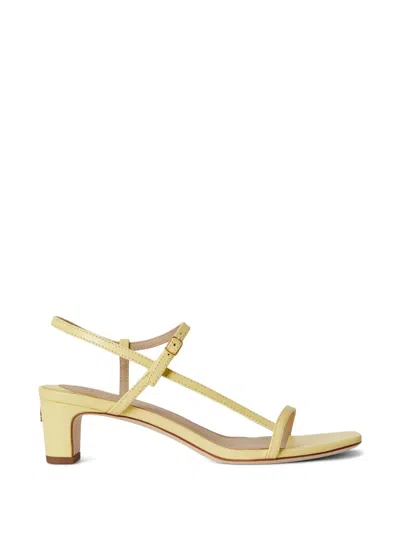 Ralph Lauren Lainee Strappy Leather Sandals In Yellow