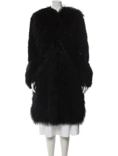 Pre-owned Ralph Lauren Lamb Fur Faux Fur Coat In Black