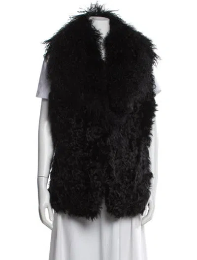 Pre-owned Ralph Lauren Lamb Fur Vest In Black