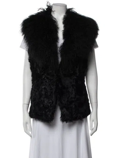 Pre-owned Ralph Lauren Lamb Fur Vest In Black
