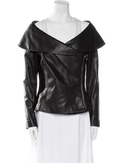 Pre-owned Ralph Lauren Lamb Leather Biker Jacket W/ Tags In Black