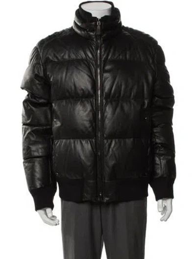 Pre-owned Ralph Lauren Lamb Leather Bomber Jacket In Black