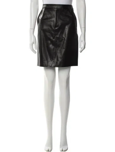 Pre-owned Ralph Lauren Lamb Leather Knee-length Skirt In Black