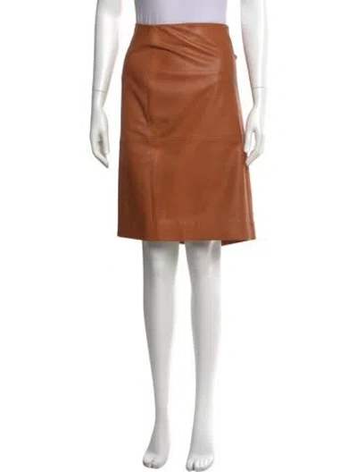 Pre-owned Ralph Lauren Lamb Leather Knee-length Skirt In Brown