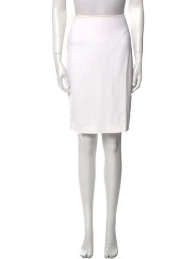 Pre-owned Ralph Lauren Lamb Leather Knee-length Skirt In White