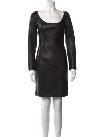 Pre-owned Ralph Lauren Lamb Leather Mini Dress In Black