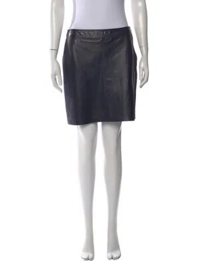 Pre-owned Ralph Lauren Lamb Leather Mini Skirt In Black