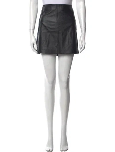 Pre-owned Ralph Lauren Lamb Leather Mini Skirt In Black