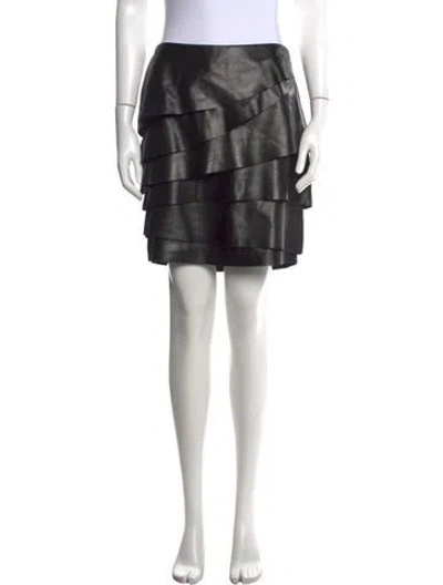 Pre-owned Ralph Lauren Lamb Leather Mini Skirt In Black
