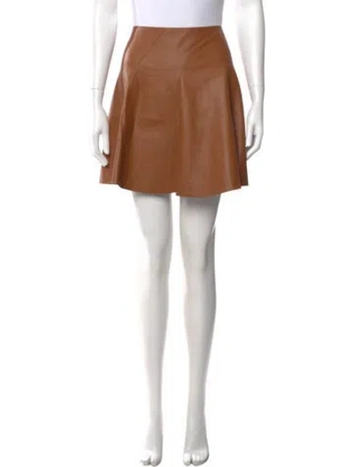 Pre-owned Ralph Lauren Lamb Leather Mini Skirt In Brown