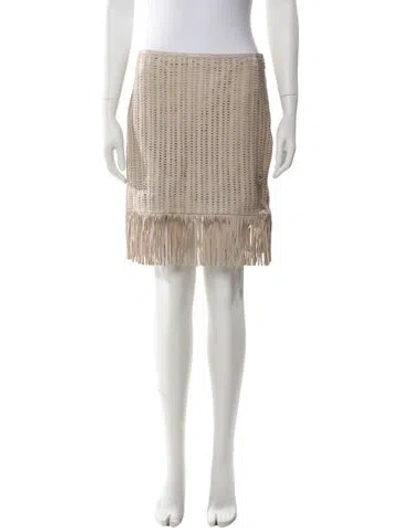 Pre-owned Ralph Lauren Lamb Leather Mini Skirt In Neutral