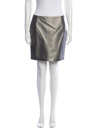 Pre-owned Ralph Lauren Lamb Leather Mini Skirt In Neutral