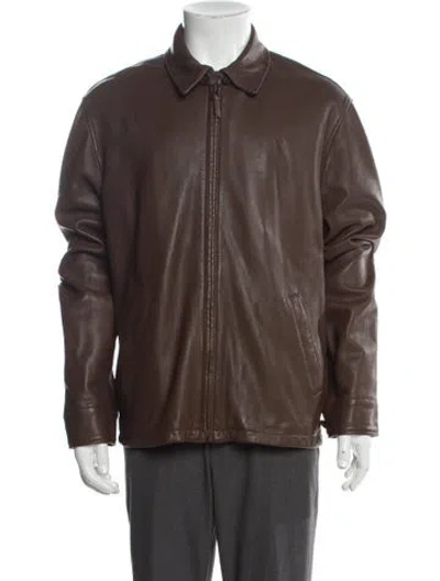 Pre-owned Ralph Lauren Lamb Leather Moto Jacket In Brown
