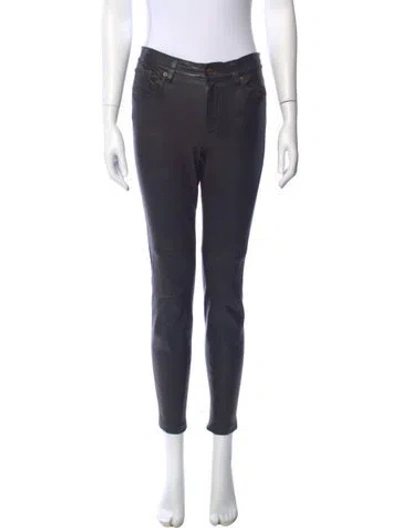 Pre-owned Ralph Lauren Lamb Leather Skinny Leg Pants In Black