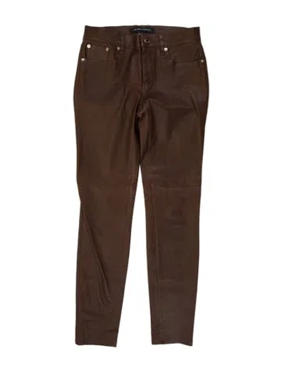 Pre-owned Ralph Lauren Lamb Leather Skinny Leg Pants In Brown