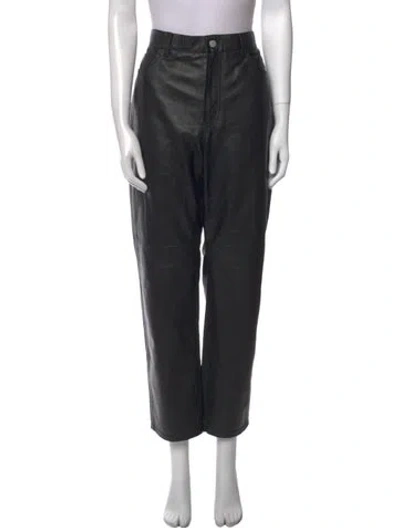 Pre-owned Ralph Lauren Lamb Leather Straight Leg Pants In Black
