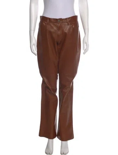 Pre-owned Ralph Lauren Lamb Leather Straight Leg Pants In Brown