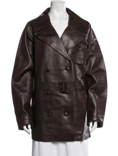 Pre-owned Ralph Lauren Lamb Leather Trench Coat W/ Tags In Brown