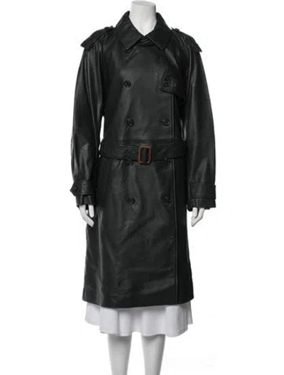 Pre-owned Ralph Lauren Lamb Leather Trench Coat W/ Tags In Green