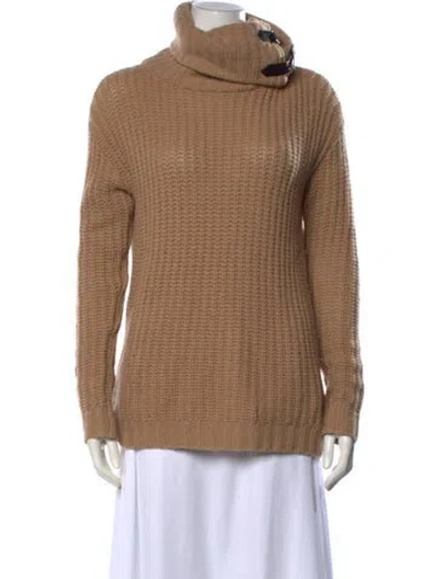Pre-owned Ralph Lauren Lamb Leather Turtleneck Sweater In Neutrals
