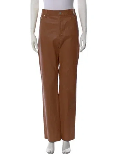 Pre-owned Ralph Lauren Lamb Leather Wide Leg Pants W/ Tags In Brown