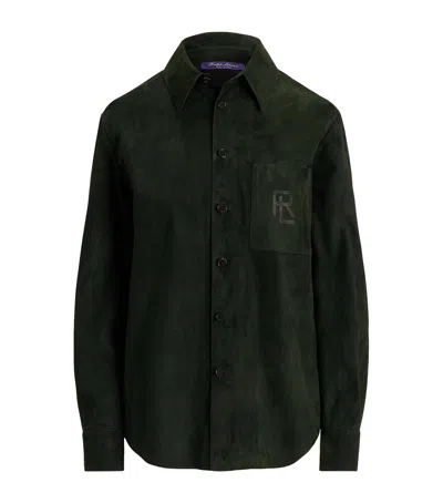 Ralph Lauren Lamb Suede Shirt In Green