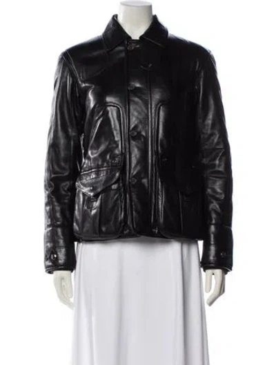Pre-owned Ralph Lauren Lambskin Biker Jacket In Black