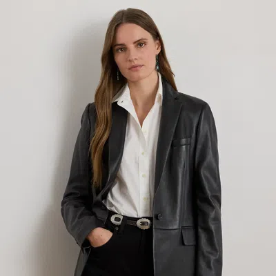Ralph Lauren Lambskin Blazer In Black