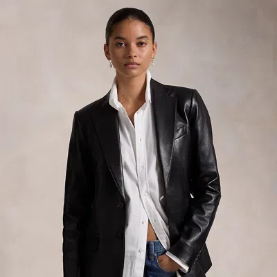 Polo Ralph Lauren Lambskin Blazer In Black