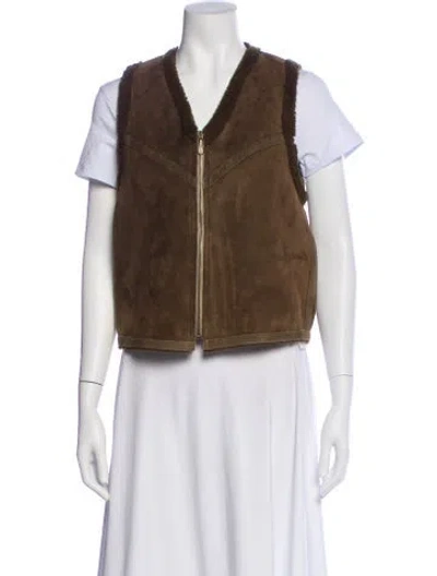 Pre-owned Ralph Lauren Lambskin Faux Fur Jacket In Brown