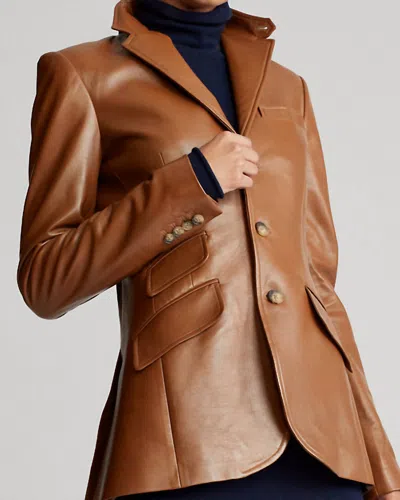 Ralph Lauren Lambskin Hacking Blazer In Saddle