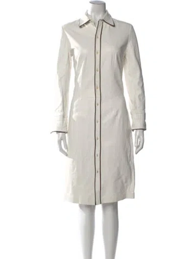 Pre-owned Ralph Lauren Lambskin Knee-length Dress In White
