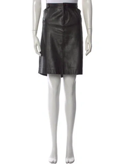 Pre-owned Ralph Lauren Lambskin Mini Skirt In Black
