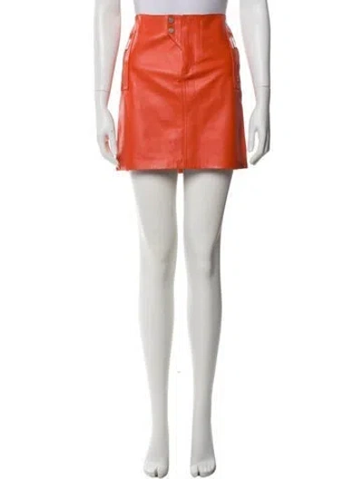 Pre-owned Ralph Lauren Lambskin Mini Skirt In Orange