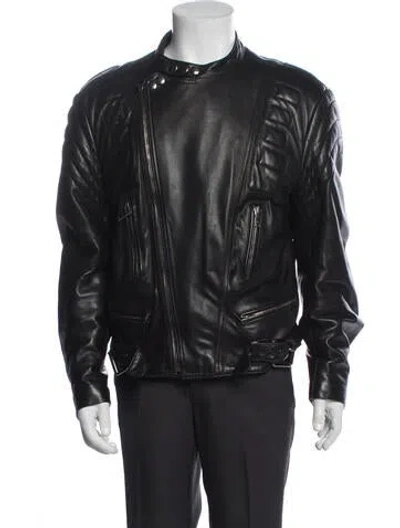 Pre-owned Ralph Lauren Lambskin Moto Jacket In Black