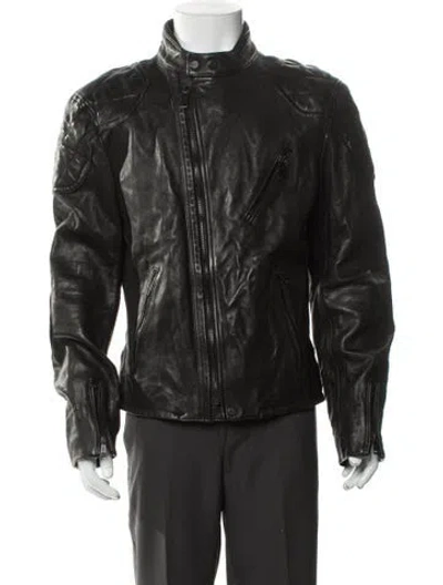 Pre-owned Ralph Lauren Lambskin Moto Jacket In Brown