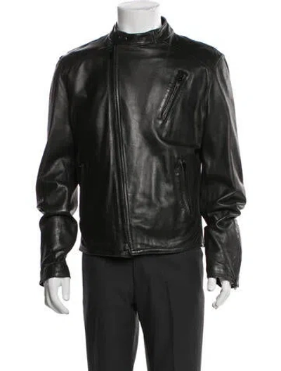 Pre-owned Ralph Lauren Lambskin Moto Jacket In Green