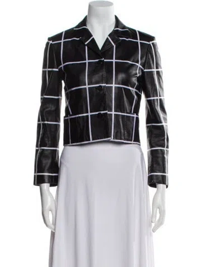 Pre-owned Ralph Lauren Lambskin Plaid Print Blazer In Black